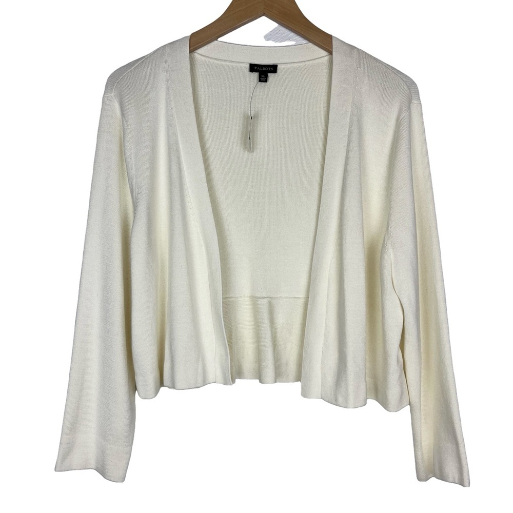 Talbots Cream Open Front Cardigan